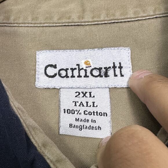 Y2K Vintage Carhartt Work Shirt Mens Size 2XL Tall Dark Blue Chore Button Down - Picture 3 of 7